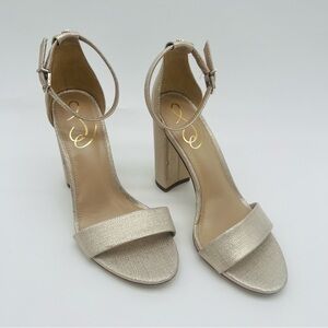 New! SAM EDELMAN Women's Yaro Ankle Strap Sandal Gold Metallic